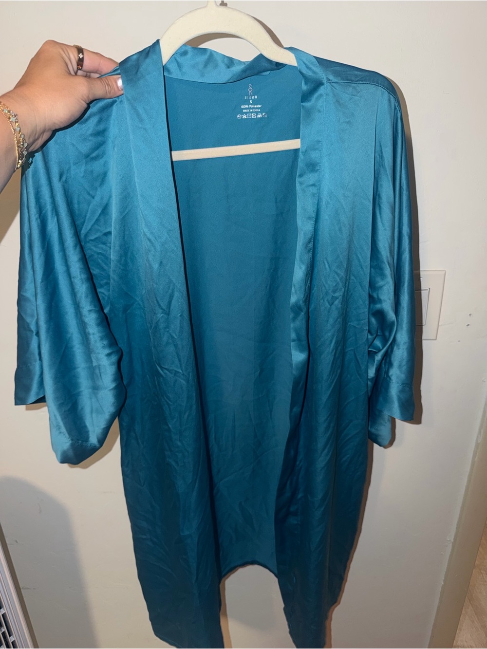 Silky Teal Satin Robe - Women's Intimates